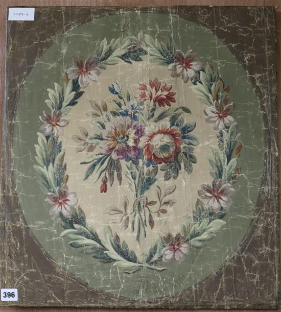 A painted floral oil on canvas panel 57 x 51cm unframed.